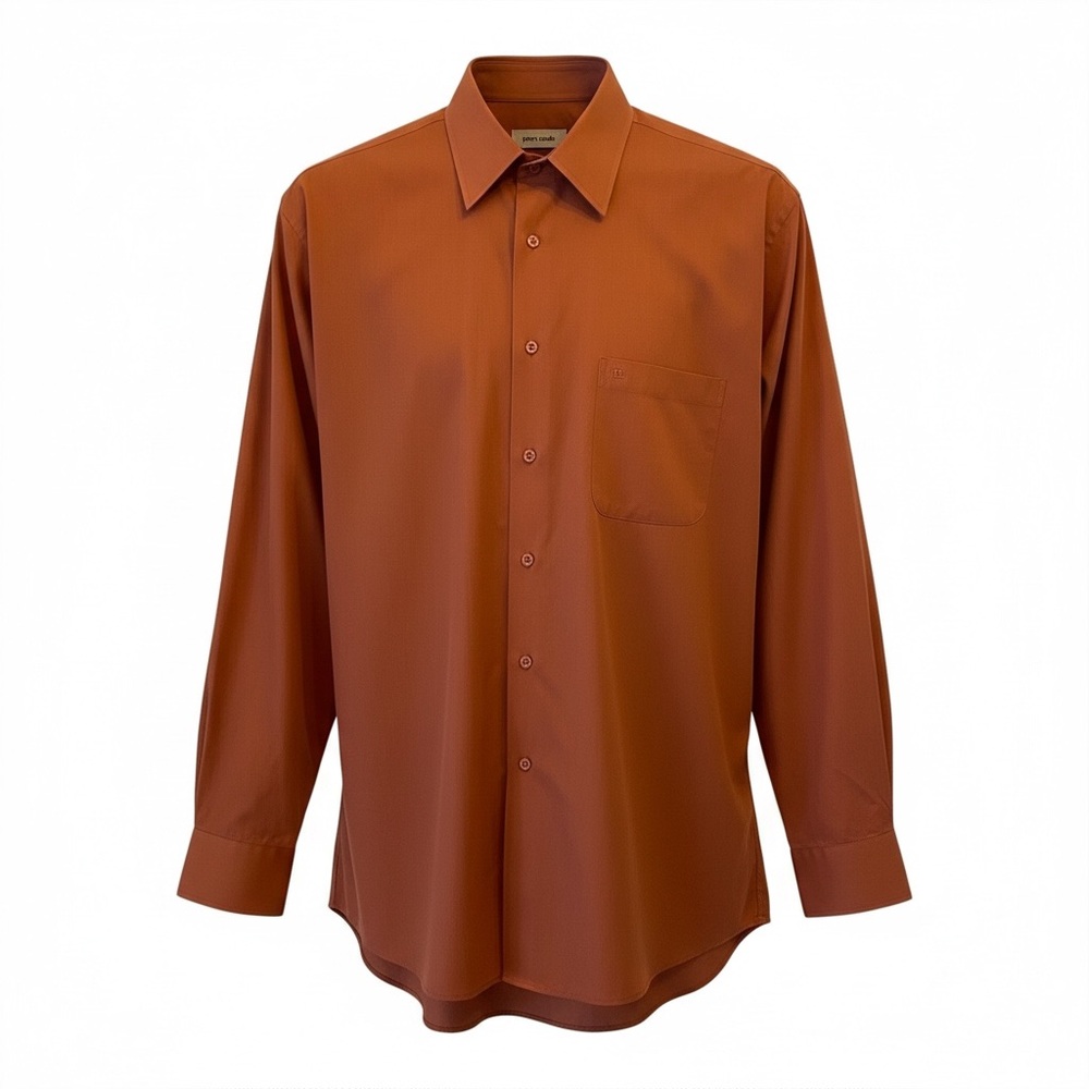 PIERRE CARDIN men size 16 1/2 (34-35) Rust button up long sleeve dress shirt